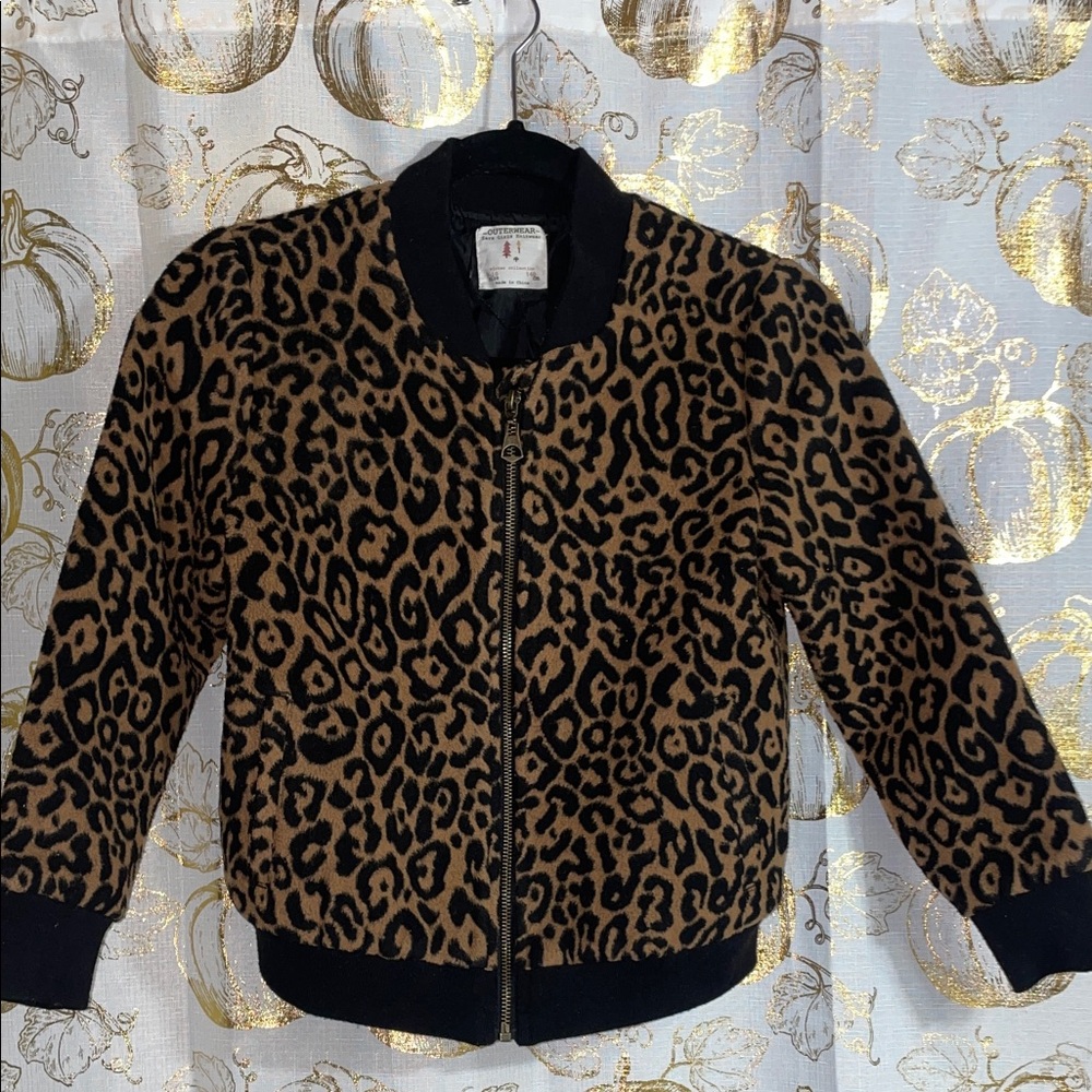 Zara Kids Black and Brown Leopard bomber Jacket